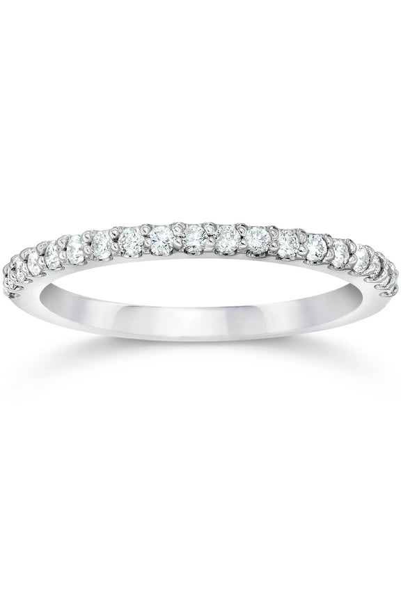 Pompeii 1/4ct Pave Lab Created Diamond Wedding Ring 14K White Gold (((G-H)),SI(1)-SI(2))