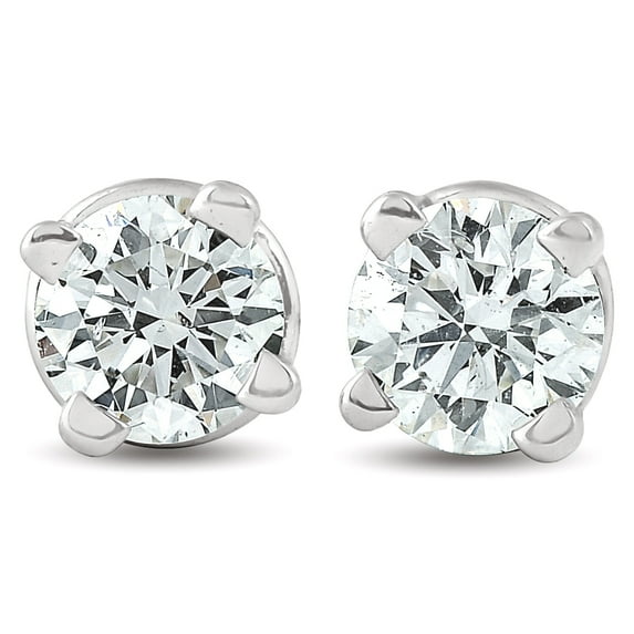 Pompeii 1/4ct Round Diamond Studs 14K White Gold Brilliant Cut (H,I2-I3)