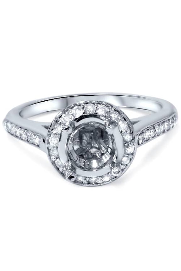 Pompeii 1/4ct SI Diamond Halo Semi Mount Engagement Ring 14K White Gold (G/H,SI)