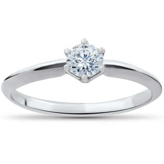 Pompeii 1/4ct Solitaire Diamond Engagement Ring 14K White Gold (I/J,)