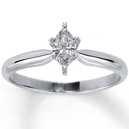 Pompeii 1/4ct Solitaire Marquise Diamond Engagement Ring 14K White Gold (G,I1)
