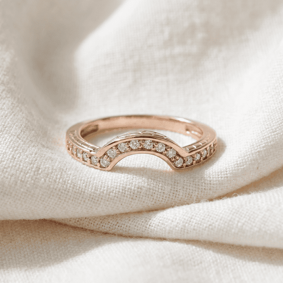 Pompeii 1/4ct Vintage Diamond Curved Guard Ring 14K Rose Gold (H/I,I1-I2)