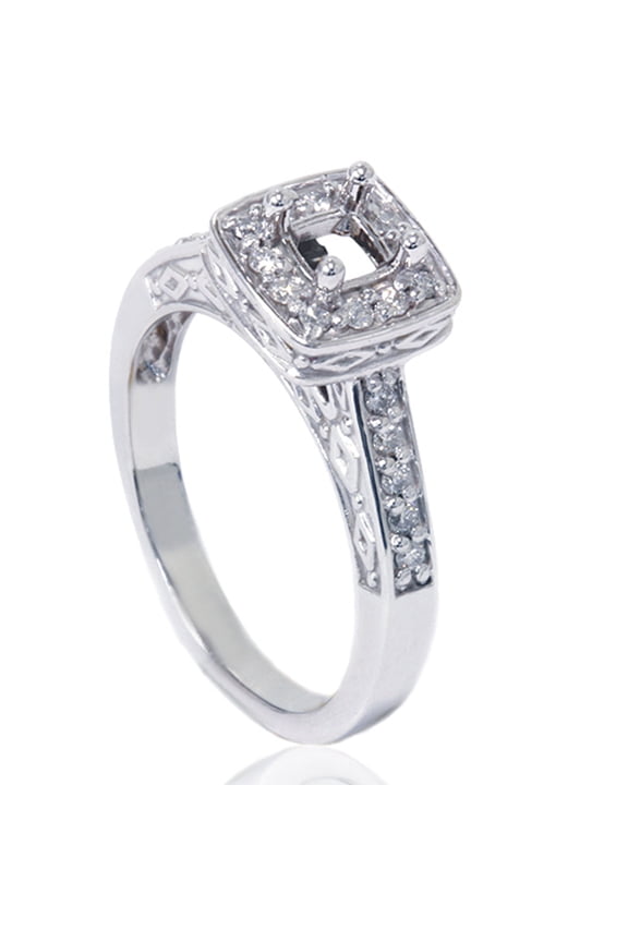Pompeii 1/4ct Vintage Semi Mount Engagement Ring 14K White Gold (G/H,VS2-SI1)