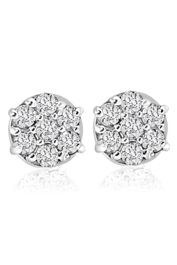 Pompeii 1/4cttw Diamond Cluster Womens Studs in 10k White Gold (I-J,I2-I3)
