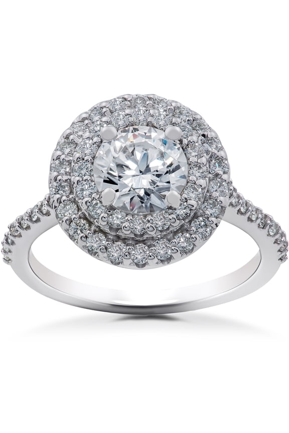 Pompeii 1 5/8 ct Double Halo Diamond Eco Friendly Lab Grown Engagement Ring 14k Gold