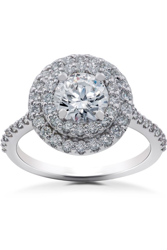 Pompeii 1 5/8 ct Double Halo Diamond Eco Friendly Lab Grown Engagement Ring 14k Gold