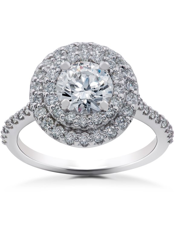 Pompeii 1 5/8 ct Double Halo Diamond Eco Friendly Lab Grown Engagement Ring 14k Gold