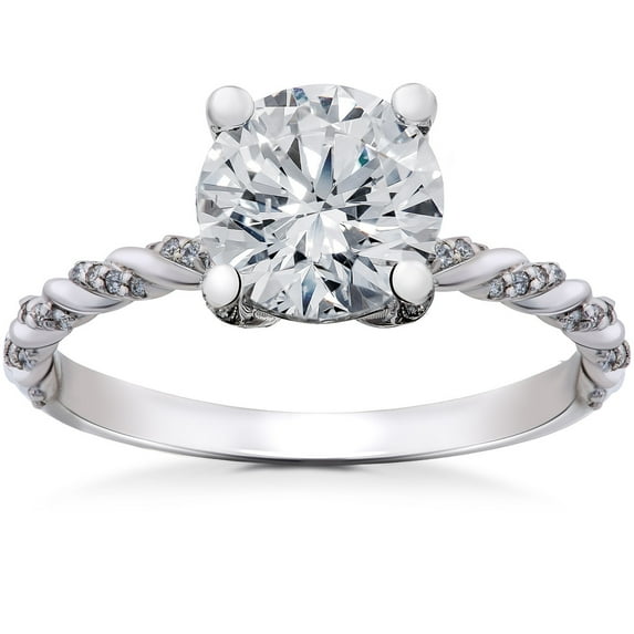 Pompeii 1 5/8 ct Lab Grown Round Eco Friendly Diamond Mia Engagement Ring 14k White Gold