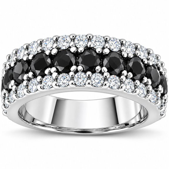 Pompeii 1 5/8ct Black & White Diamond Womens Wedding Anniverary Ring 14K (G/H,I2-I3)
