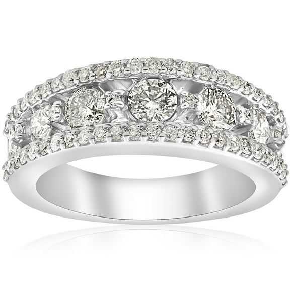 Pompeii 1 5/8ct Diamond Wedding Ring 7.5mm Wide 14k White Gold (H/I,I1-I2)