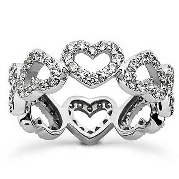 Pompeii 1 5/8ct Heart Shape Diamond Eternity Ring 14K White Gold (G/H,I1-I2)