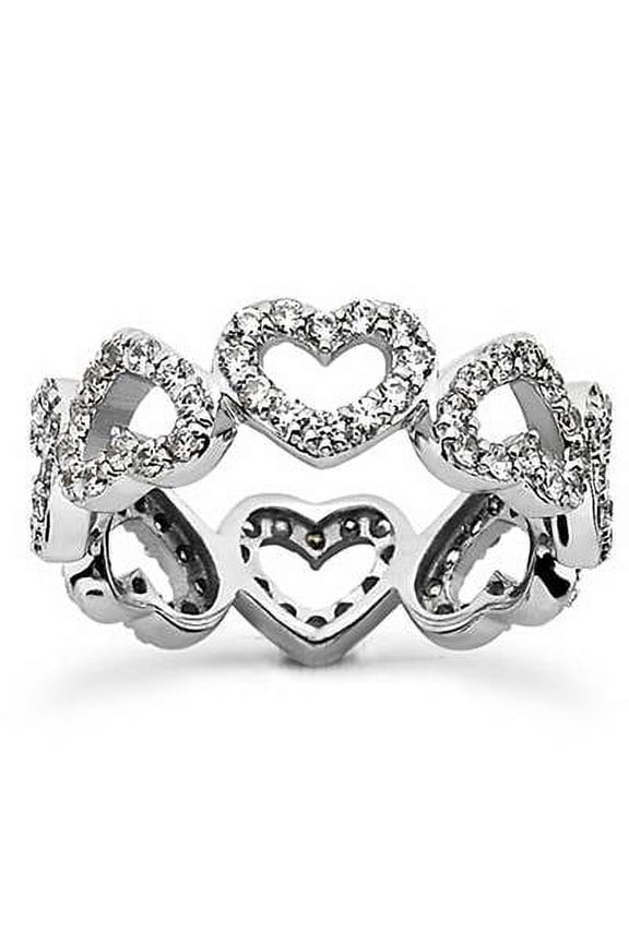 Pompeii 1 5/8ct Heart Shape Diamond Eternity Ring 14K White Gold (G/H,I1-I2)