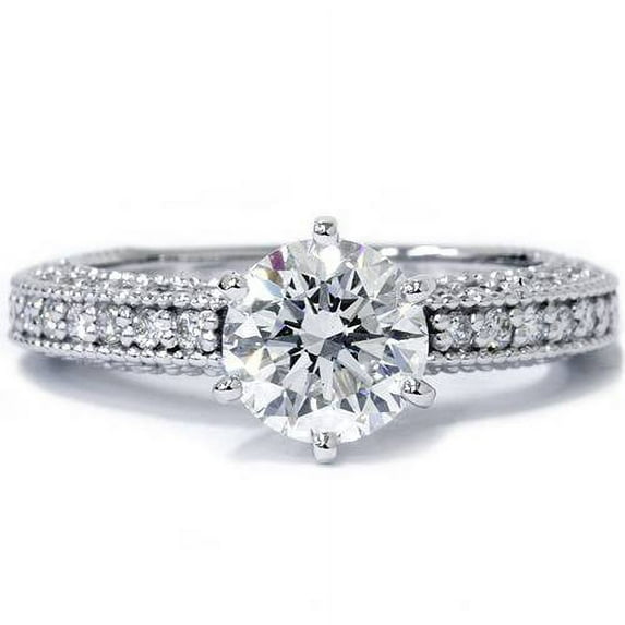 Pompeii 1 5/8ct Vintage Heirloom Diamond Engagement Ring 14K White Gold (G/H,I1-I2)