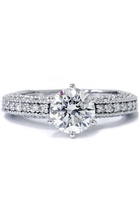 Pompeii 1 5/8ct Vintage Heirloom Diamond Engagement Ring 14K White Gold (G/H,I1-I2)