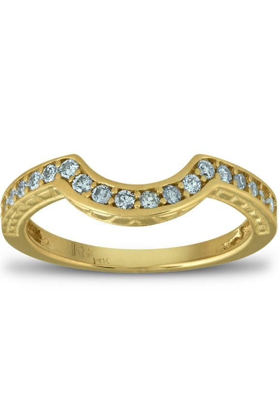 Pompeii 1/5 Ct Diamond Curved Wedding Engagement Ring Enhancer Band 14k Yellow Gold