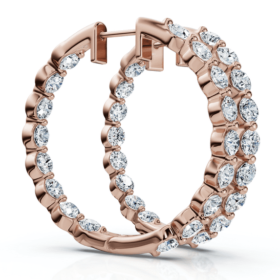 Pompeii 1 - 5 Ct Single Prong Diamond Hoops 14k Gold Lab Grown Women's Earrings 1.25"