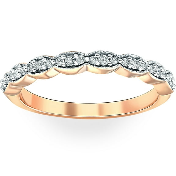 Pompeii 1/5 cttw Diamond Stackable Womens Wedding Ring 14k Rose Gold (I/J,I2-I3)