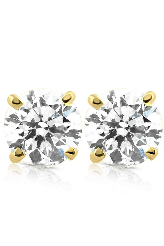 Pompeii 1.50ct Lab Grown Diamond Studs 14k Yellow Gold Screw Backs (F,VS)