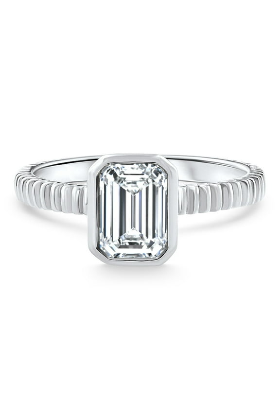 Pompeii 1.52 Ct Emerald Cut Solitaire Diamond Engagement Ring 14k White Gold Lab Grown