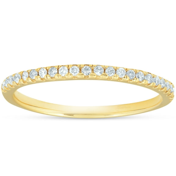 Pompeii 1/5CT Lab Grown Diamond Wedding Ring Womens Stackable Band 10k Yellow Gold