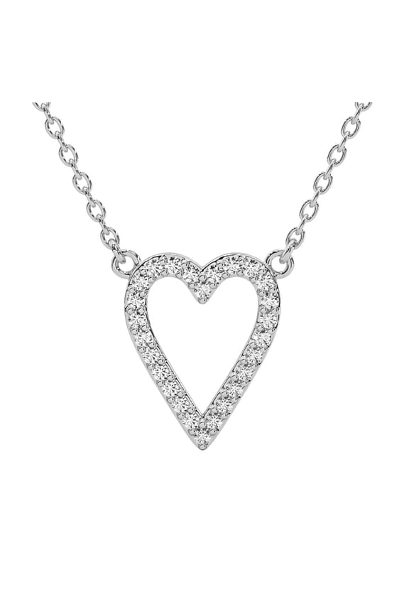 Pompeii 1/5Ct Diamond Heart Pendant 14k Gold 18" Necklace Lab Grown 1/2" (G/H,VS1-VS2)