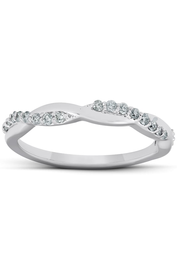 Pompeii 1/5Ct Diamond Infinity Wedding Ring Womens 14k White Gold Interwoven Stack Band