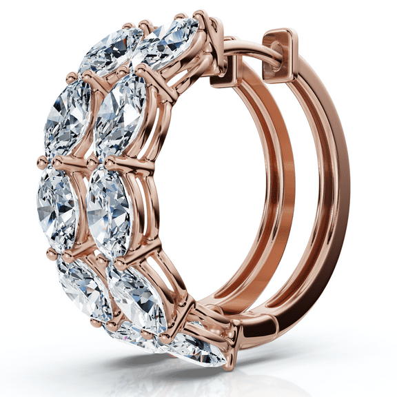 Pompeii 1 - 5Ct Diamond Oval Shape Hoops 14k Gold Lab Grown Women's Earrings (,VS1-VS2)