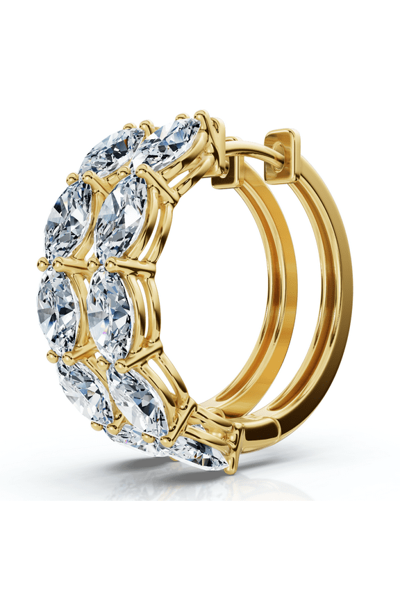 Pompeii 1 - 5Ct Diamond Oval Shape Hoops 14k Gold Lab Grown Women's Earrings (,VS1-VS2)