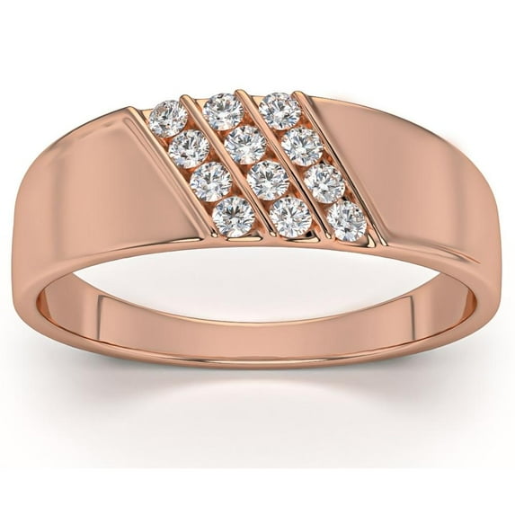 Pompeii 1/5Ct Multi Row Men's Diamond Polished Gold Lightweigt Ring (G/H,VS)