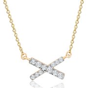 Pompeii 1/5Ct TW Diamond X Cross Pendant Yellow Gold Womens Necklace 18 Lab Grown