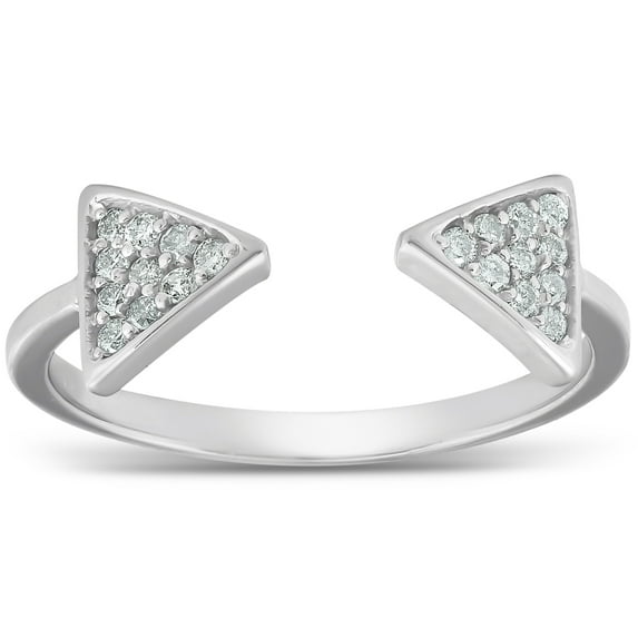 Pompeii 1/5ct Diamond Ring Open Triangle Fashion Right Hand Split Band White Gold