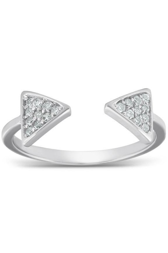 Pompeii 1/5ct Diamond Ring Open Triangle Fashion Right Hand Split Band White Gold