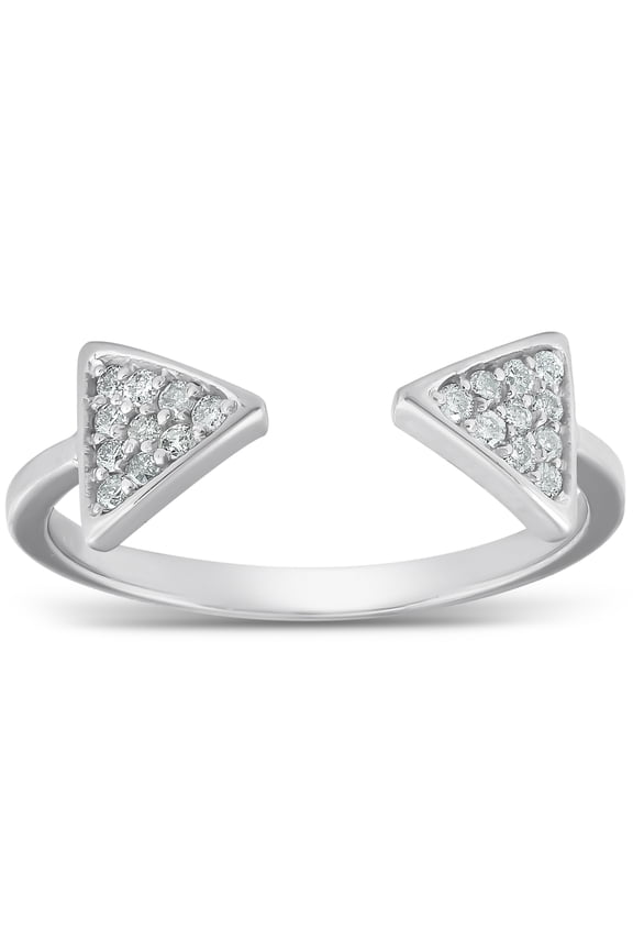 Pompeii 1/5ct Diamond Ring Open Triangle Fashion Right Hand Split Band White Gold