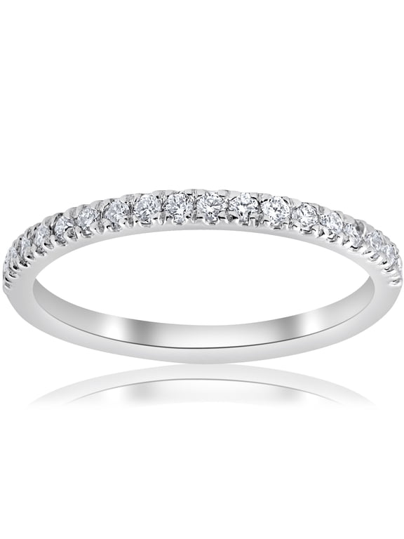 Pompeii 1/5ct Pave Diamond Wedding Ring Stackable Anniversary Band 14k White Gold (H-I,I1)