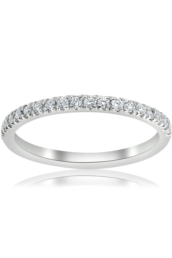 Pompeii 1/5ct Pave Diamond Wedding Ring Stackable Anniversary Band 14k White Gold (H-I,I1)