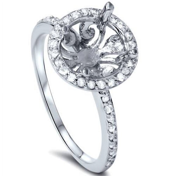 Pompeii 1/5ct Vintage Halo Diamond Engagement Ring Semi Mount 14K White Gold (G/H,SI2-I1)