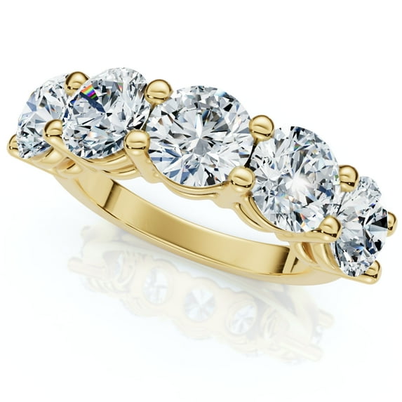 Pompeii 1 - 6.50Ct Diamond Wedding Ring Five Stone Anniversary Band 14k Gold Lab Grown