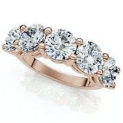 POMPEII3 Pompeii 1 - 6.50Ct Diamond Wedding Ring Five Stone Anniversary Band 14k Gold Lab Grown