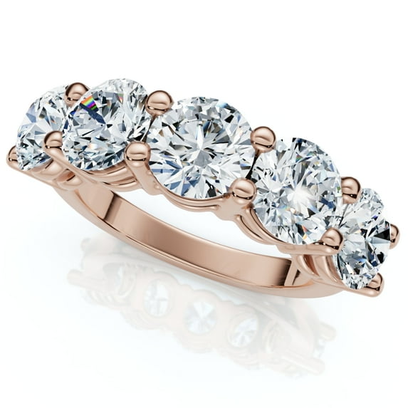 Pompeii 1 - 6.50Ct Diamond Wedding Ring Five Stone Anniversary Band 14k Gold Lab Grown