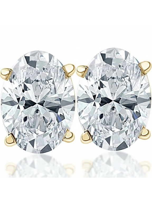 Pompeii Oval Diamond Studs 14k Gold Lab Grown (G,VS2-SI1)