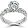 thumbnail image 1 of Pompeii F/VS 1.60 Ct Pear Diamond Engagement Ring Set 14k White Gold Halo Lab Grown, 1 of 3
