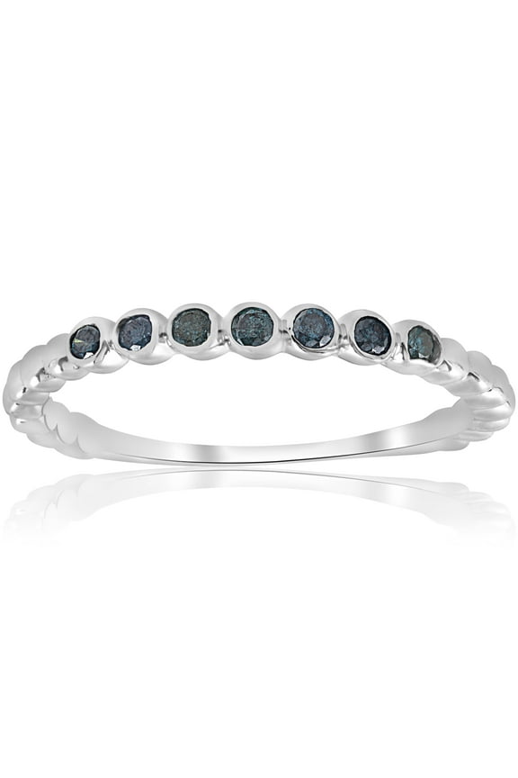 Pompeii 1/6ct Blue Diamond Wedding Ring 14k White Gold (Blue,I1-I2)
