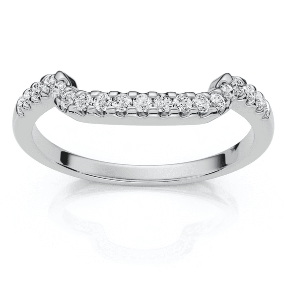 Pompeii 1/6ct Curved Notched Diamond Wedding Ring 14K White Gold (G/H,I2-I3)