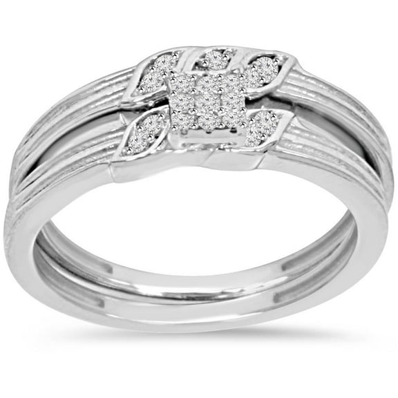 Pompeii 1/6ct Diamond Engagement Wedding Ring Set 10K White Gold (I/J,I2-I3)