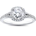 thumbnail image 1 of Pompeii 1 7/8ct Diamond Engagement Ring Cushion Halo 14K White Gold (G/H,I1-I2), 1 of 2