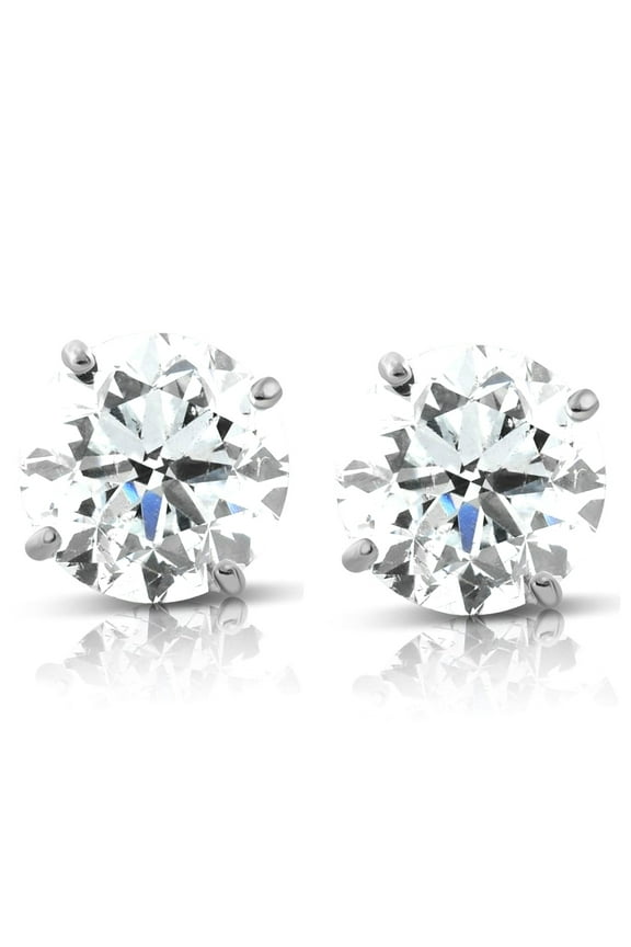 Pompeii 1.70 cttw 14K White Round Cut Studs Earrings Screw Back (JK,I2-I3)
