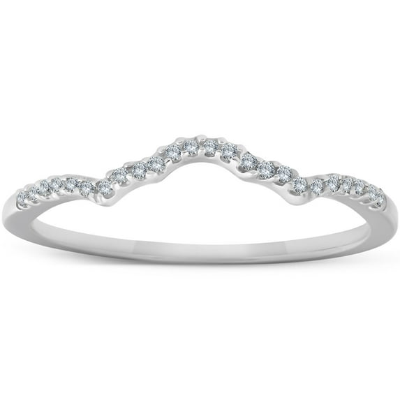 Pompeii 1/8 Ct Diamond Contoured Womens Wedding Anniversary Ring 14k White Gold Band