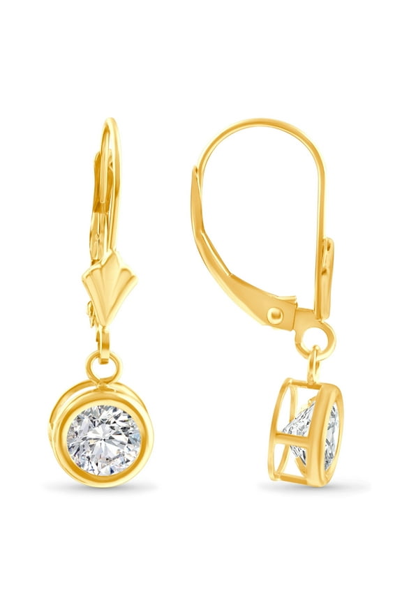 Pompeii 1.80Ct Diamond Lab Grown Dangle Lever Back Hoop Earrings 14k Yellow Gold (FG,VS)
