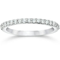 Pompeii 1/8ct 14k White Gold Diamond Engagement Band Wedding Stackable Prong Womens Ring