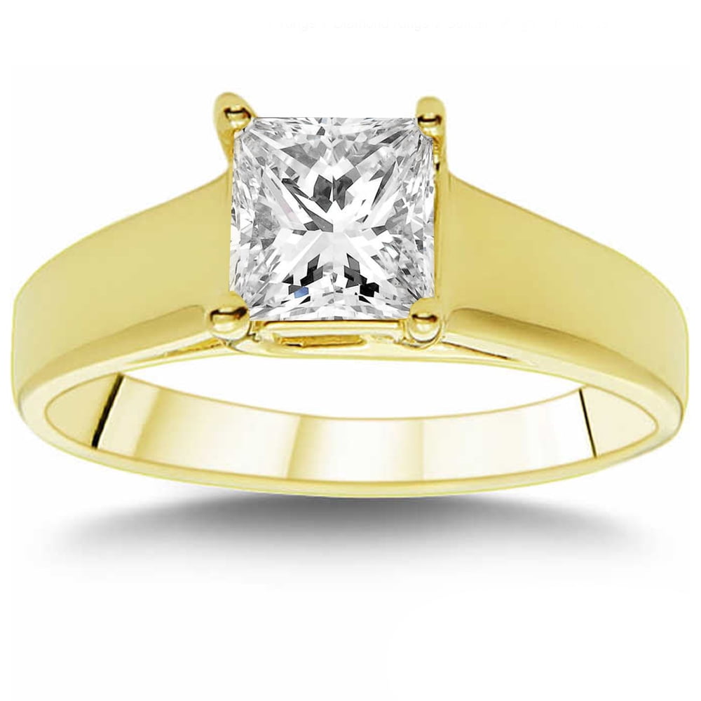Pompeii 1 CT Princess Cut Diamond Solitaire Engagement Ring 14k Yellow ...